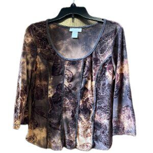 brown and copper scoop neck top size L
